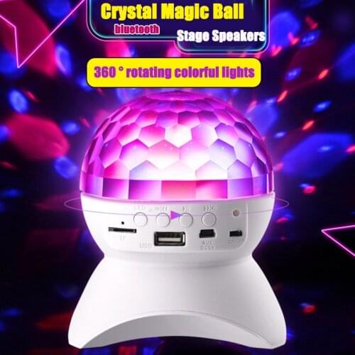 Wireless bluetooth Speaker Stage Light RGB LED Crystal Ball Effect Light DJ Club Disco Party Lighting Rechargeable USB/TF/FM