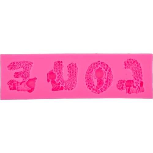 LOVE Letter heart Shape 3D Valentines Day silicone mold,Fondant Cake Decorating Tools,chocolate sugar art displays T0572