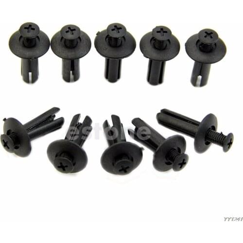 Car-styling 50pcs Car Bumper Door Trim Fender 8mm Hole Plastic Push in Rivets Fastener Black