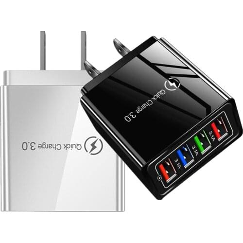 Quick Charger 3.0 4 USB Charger for Samsung A50 for iPhone 7 8 Tablet QC 3.0 Fast Wall Charger US EU Plug Adapter 200pcs