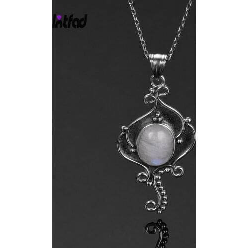 Vintage Pendants Natural Moonstone Necklace for Women Men 8x10MM Stone 925 Sterling Silver Jewelry Wholesale