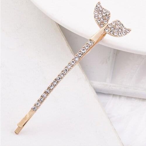 Shiny Rhinestone Gold Plated Hairpin Fishtail Shape Female Lovely Hairpin Hair Accessories Holiday Gifts