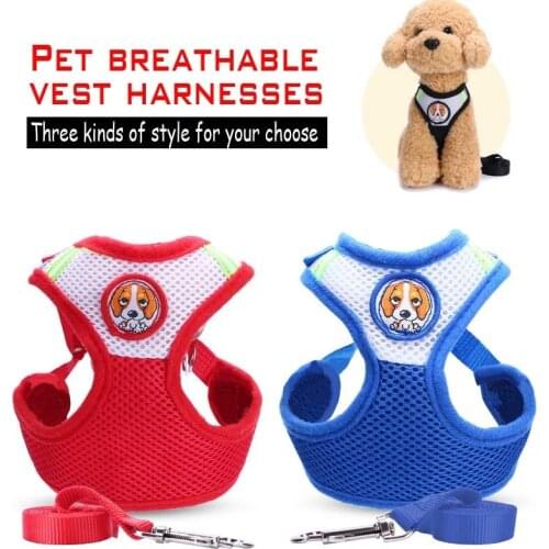 Dog Harness Vest For Small Dogs Breathable Mesh Cloth With Retractable Dog Leash For Medium Dogs Pet Accessories