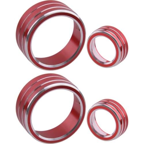 1 Set Car Interior Front AC CD Switch Knob Rings Covers Trims Decor Red Aluminum Alloy Fit For Nissan Teana Altima 2019 2020