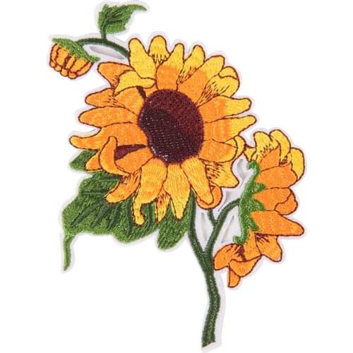 1pcs sunflower iron on patch embroidered clothes patch for clothing garment apparel