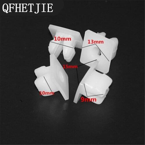 100Pcs 10mm Plastic Clips Fasteners White Square Universal Car Lights Fixed Buckle Car Accessories
