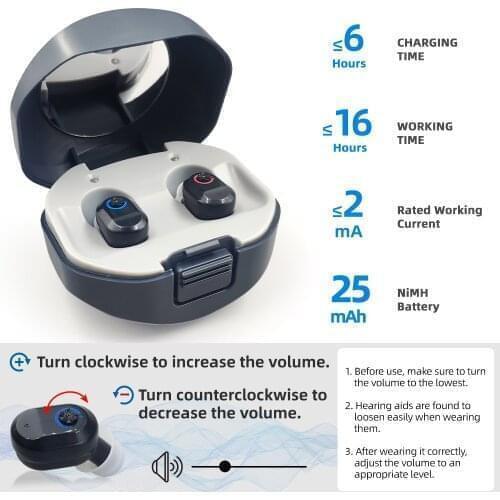 2021 Digital Hearing Aid USB Tpye ITC Rechargeable Mini In Ear Invisible Hearing Aids Assistant Adjustable Tone Sound Amplifier