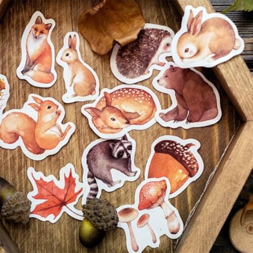 46pcs/set Forest Animals Stickers Kawaii Stationery Papeleria DIY Scrapbooking Diary Notebook Planner Decorations Label Stickers