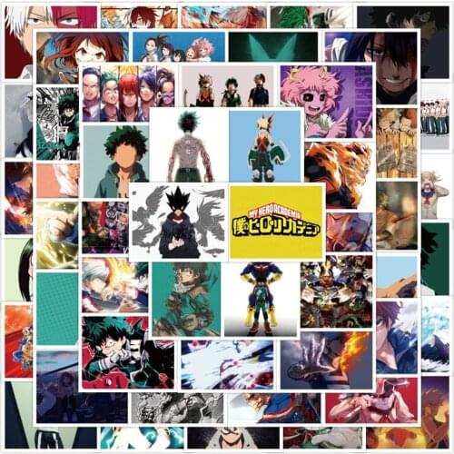 50PCS My Hero Academia Anime Stickers Graffiti Laptop Phone Izuku Midoriya Might Boku No Hero Academia Character Cartoon Decal