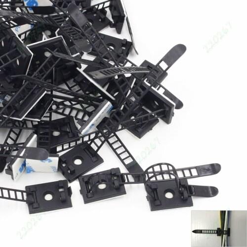 500pcs /lot Self Adhesive Reusable Adjustable Wire Fixing Clamp Cable Tie Mount Bases Straps
