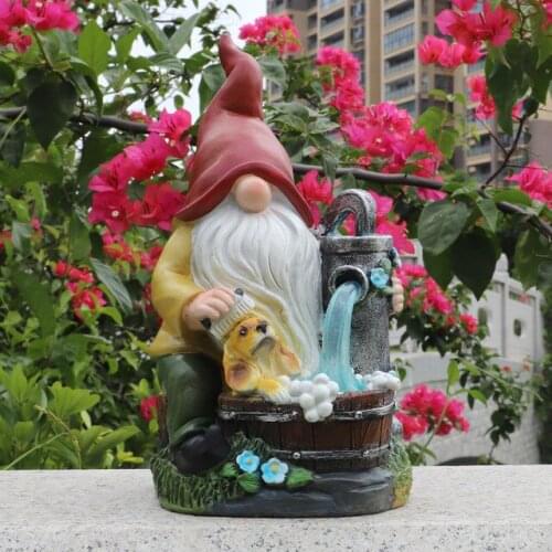 American Resin Solar Night Light Dwarf Adornments Community Square Lawn Furnishing Crafts Outdoor Park Villa Figurines Ornaments
