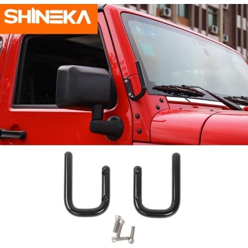 SHINEKA Car Front Rearview mirror Side A Pillar Column Grab Handle Accessories for Jeep Wrangler JK 2007+ Car Styling