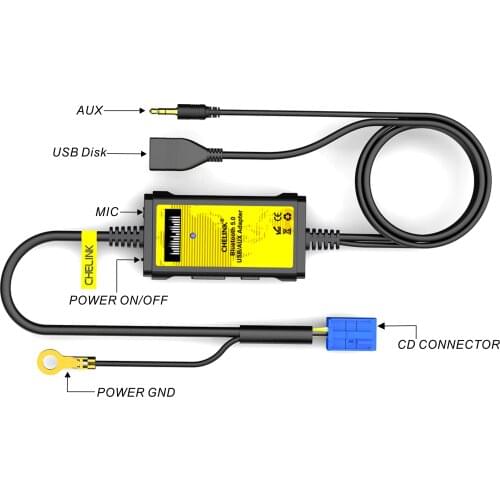 CHELINK Car Audio USB and AUX Adapter with Microphone 8 Pin Connector Music CD Changer for VW