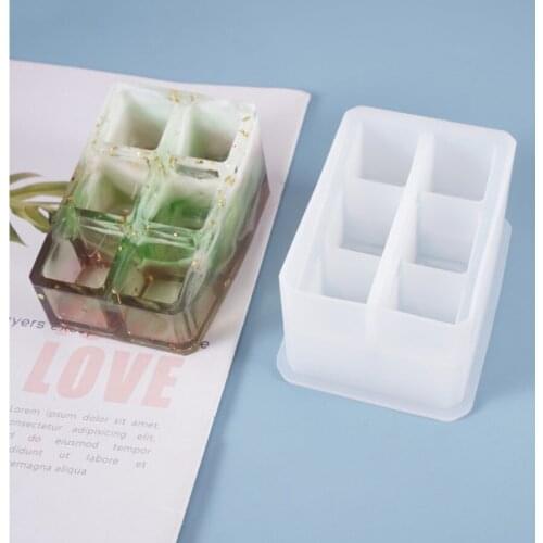 DIY Crystal Molds Lipstick Collection Box Square Table Decoration Container Silicone Mould For Resin Making Storage Resin Mold
