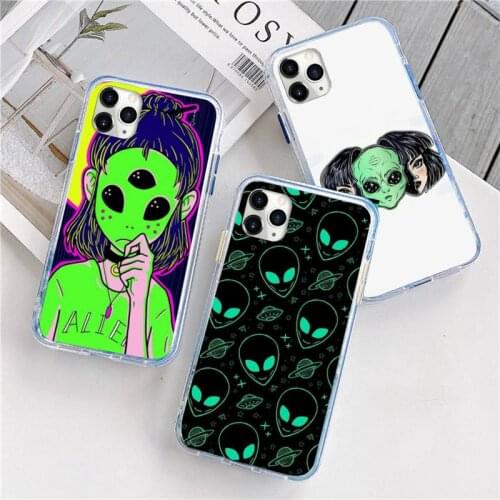 Aesthetics Cute Cartoon Alien Phone Case For iphone 12 5 5s 5c se 6 6s 7 8 plus x xs xr 11 pro max mini