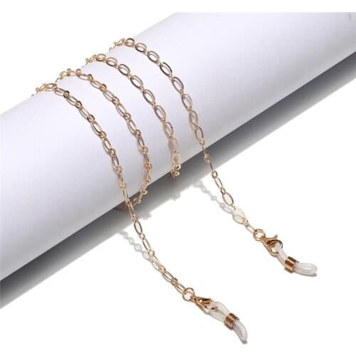 Imixlot 70cm Simple Classic Hollow Geometric Metal Link Chain Sunglasses Cords Holder Anti-slip Glasses Neck Strap Retainer