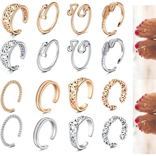 1PC Open Toe Rings for Women Vintage Retro Wave Flower Celtic Knot Arrow Tail Band Toe Ring Adjustable