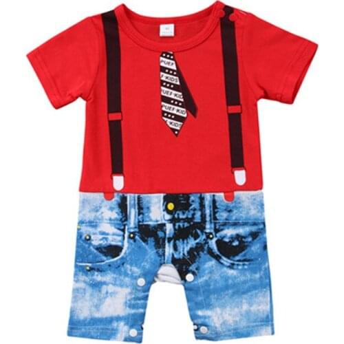 Gentleman Baby Kid Boy Infant Jumpsuit Bodysuit Cotton Clothes Outfits Baby Boy Bodysuits 2019 Summer Cotton O-neck 3-24M