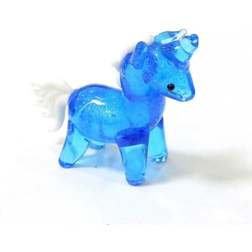 Creative Glass Unicorn Miniature Figurine Ins Style Cute Pink Blue Silver Foil Craft Ornaments Gifts Home Kids Room Xmas Decor