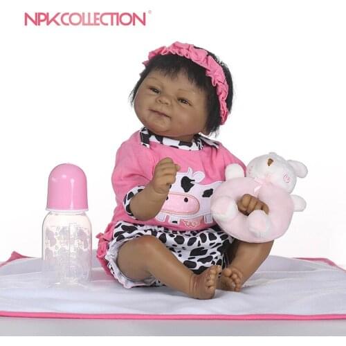 NPK 18inches 45cm Silicone cloth baby reborn dolls lifelike reborn babies toys Cute smile black doll