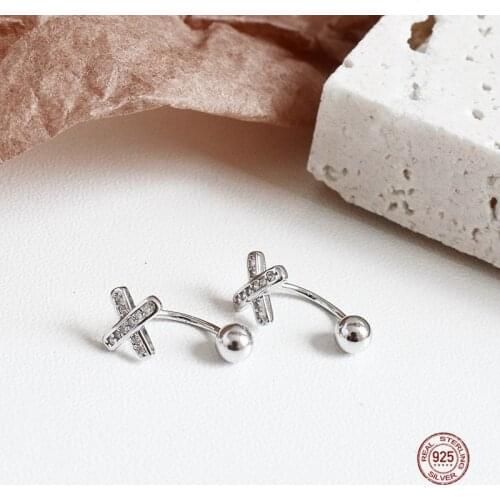 LKO 925 Sterling Silver Inlaid Zircon Letter X Earrings Jewelry Exquisite Luxury Trend Quality Stud Earrings For Women Ornaments