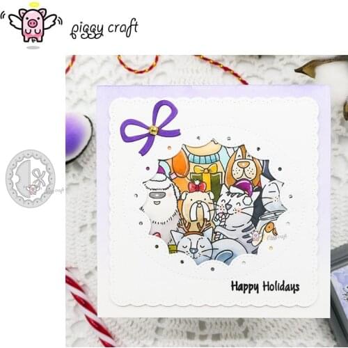 Piggy Craft metal cutting dies cut die mold Oval garland frame bow Scrapbook paper craft knife mould blade punch stencils dies