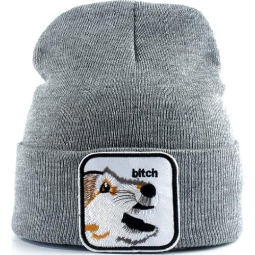 Fashion Streetwear Hip Hop Cap Winter Knitted Hats For Women Men Animal Embroidery Skullies Beanies Outdoor Cap