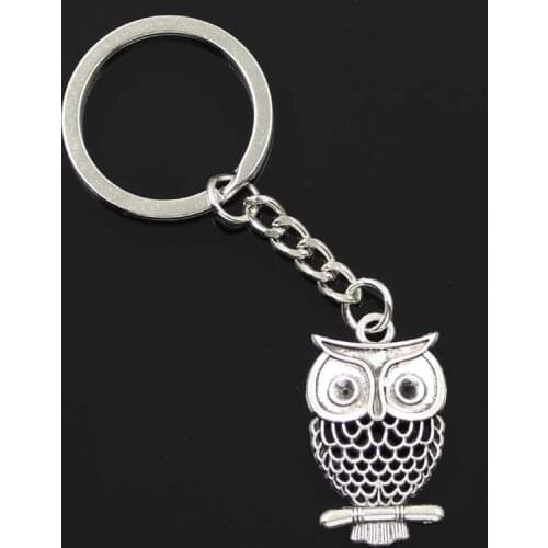New Fashion Men 30mm Keychain DIY Metal Holder Chain Vintage Owl 32x19mm Bronze Pendant Gift