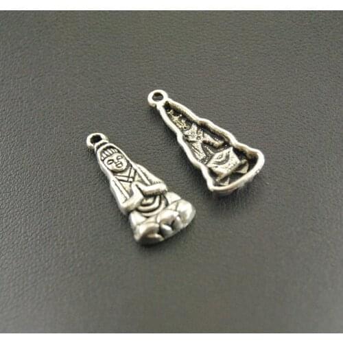 15 Pcs Wholesale Silver Color Bodhisattva Meditation Charms Bracelet Necklace Jewelry Making Handmade DIY A369