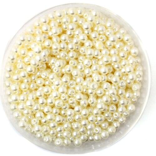 Plastic 2000pcs/lot Ivory Color Imitation Pearl Round Beads 4mm Dia.Wholesale for DIY Jewelry and Necklace CN-BSG01-01IV