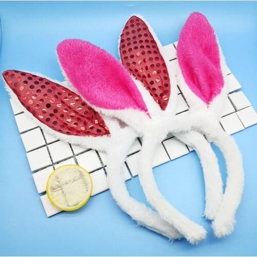 Children girls adult Bunny Ear Headband Set Black pink white blue Fancy Dress Costume Hen Party Rabbit ear hairbands headwear