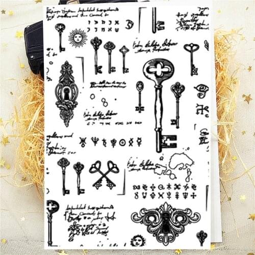 20P 11*16CM Key Text Background Transparent Clear Stamp Silicone Stamp/Seal DIY Scrapbooking/Photo Album Stamp Sheets Bulk Deals