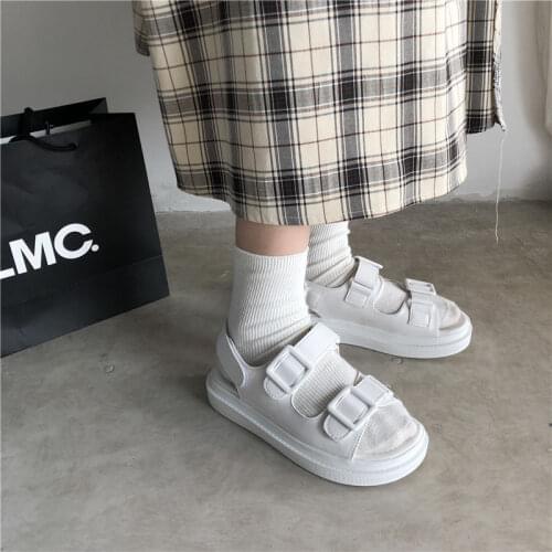 LLUUMIU buckle sandals women Rome Sandals 2021 Summer Platform Shoes Fashion Sole Ankle Strap Sandals Women Sport Sandals white