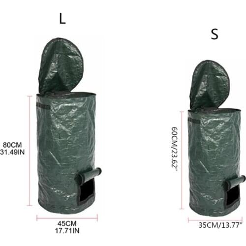 1 Pc Collapsible Garden Yard Compost Bag with Lid Environmental Organic Ferment Waste Collector Refuse Sacks Composter