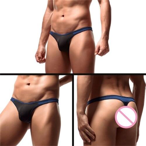 Sexy Men Thongs Jockstrap Gay Underwear Mens Bikinis Briefs Low Rise Big Bulge Pouch Underpants Thong G-strings Panties Swimwear