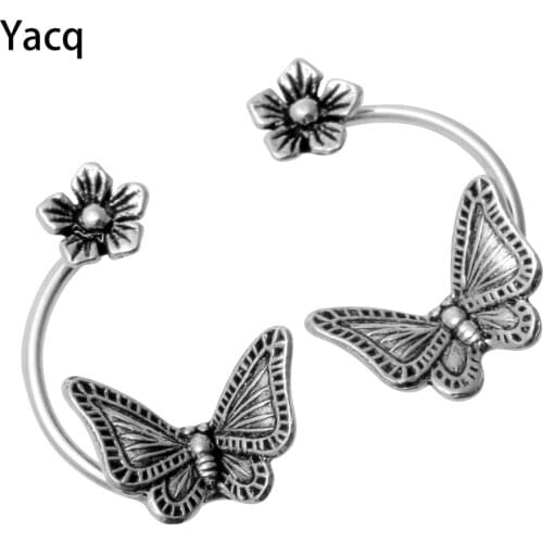 YACQ 925 Sterling Silver Butterfly Flower Stud Earrings Jewelry Charm Christmas Gifts Women Girls Girlfriend Dropshipping CE118