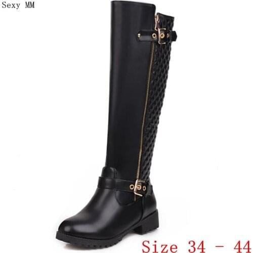 Spring Autumn Women Knee High Boots Med Heel Shoes Woman Thigh High Long Boots Small Plus Size 34 - 41 42 43 44
