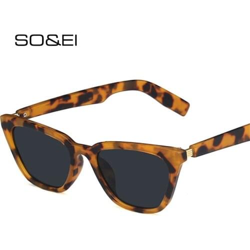 SO&EI Retro Small Cat Eye Sunglasses Women Fashion Clear Gray Red Eyewear Brand Designer Vintage Men Sun Glasses Shades UV400