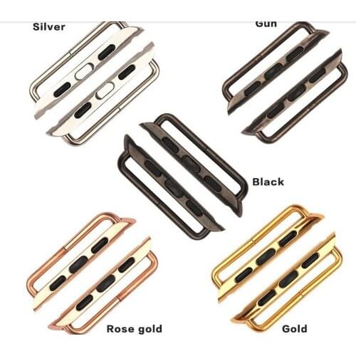 4 Colors Buckle Connection Adapter for Apple Watch Connector 38mm 42mm 40mm 44mm with Screwdriver 1 Pair Metal Watch Band