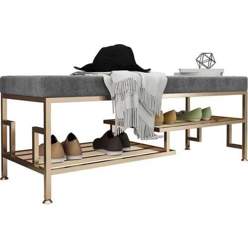 Super soft velvet light luxury shoe changing stool comfortable cushion home doorway seat shoe rack delicate tread line Nordic