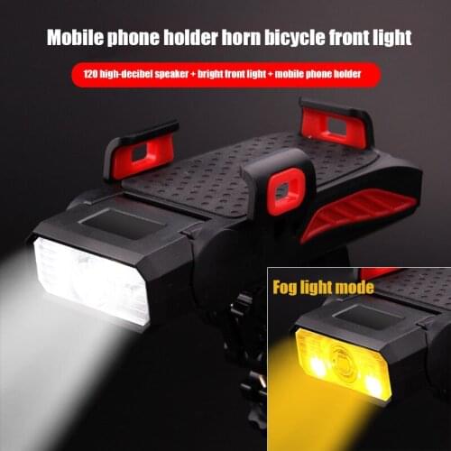 4 IN 1 Led Bicycle Light Front USB Rechargeable Horn Phone Holder bicycle Lamp Flashlight For Bike Light Lantern