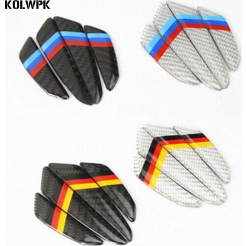 Car door protector carbon fiber door side stickers Anti-collision Strips Sticker For BMW Audi Tricolor M Flag of Germany Logo
