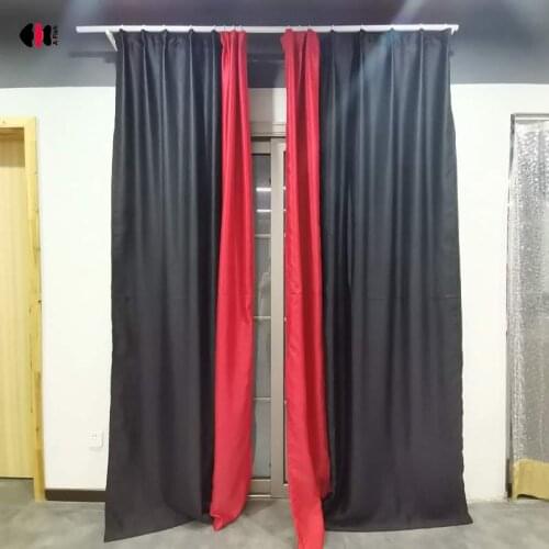 Blackout Curtains for Bedroom Living Room Black Red Gradient Stitching Thermal Light Blocking Sliding Door Backdrop Drapes