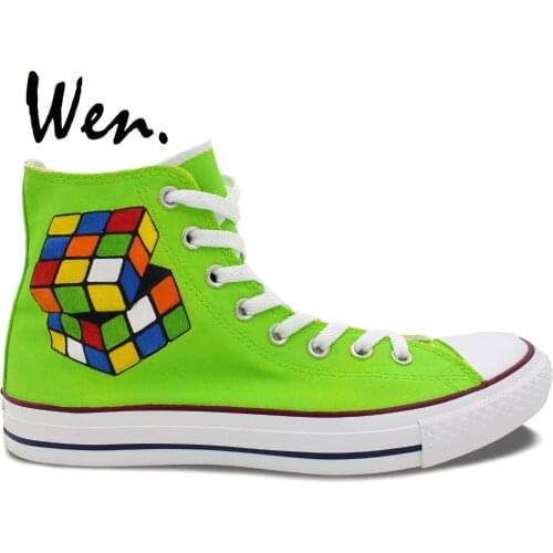 Wen Green Hand Painted Sneakers Design Custom Nerds Gone Wild Men Womens High Top Canvas Shoes