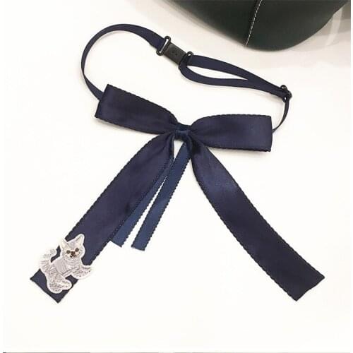New Woman Brooches Handmade Big Ribbon Bowknot Cute Cat Bow Tie Pin Fashion Lady Shirt Accessories