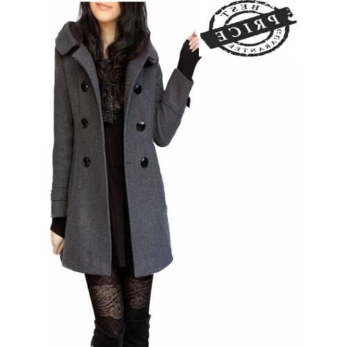 Autumn Wool Womens Jackets Long Elegant Female Winter Jacket Plus Size Overcoat Lady Outerwear Long Sleeve Coats LWL5a3