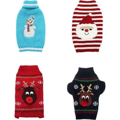 Winter Pet Cat Clothes Christmas Dog Sweater Striped Elk Snowman Knitted Pullover Pet Warm Coat For Small Large Dog Cat Clothing