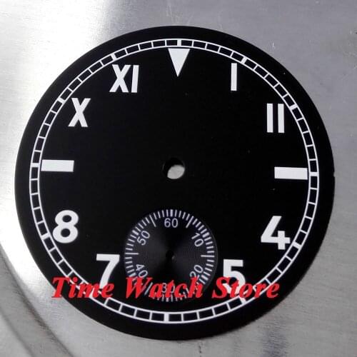38.9mm black sterial California dial fit 6498 movement Watch dial Luminous white marks D10
