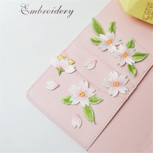 AHYONNIEX Cherry Flower Petal Patches Iron on Applique Small Patch for Clothes Fabric Iron to Stick DIY Coat Jeans Accessories