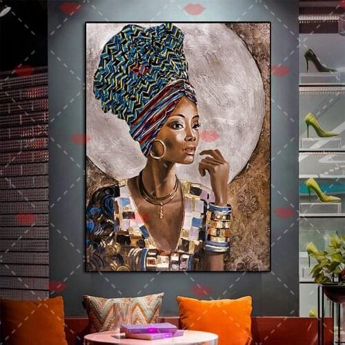 5D DIY Full Square Round Diamond painting art African black woman cross stitch diamond embroidery Portrait mosaic room Decor